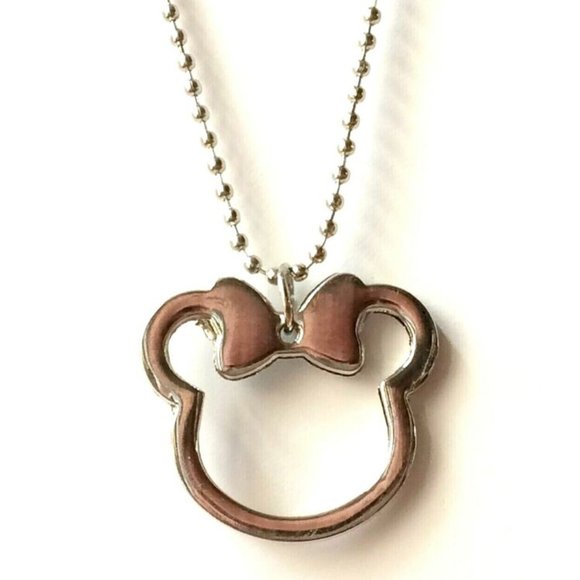 Silver Minnie Mouse necklace.  Great whimsical styling. Adjustable from 15-24 in - Picture 6 of 10